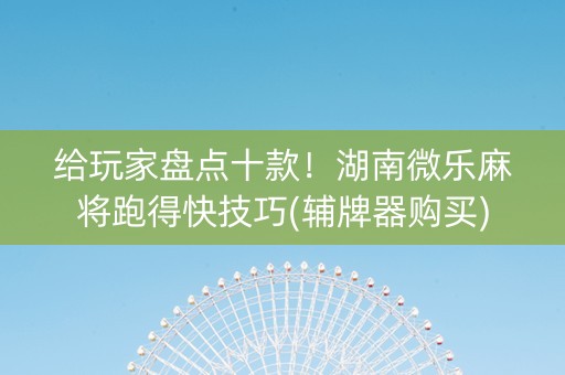 给玩家盘点十款！湖南微乐麻将跑得快技巧(辅牌器购买)