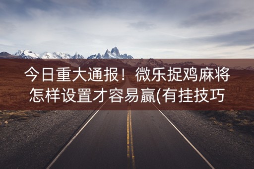今日重大通报！微乐捉鸡麻将怎样设置才容易赢(有挂技巧辅助器)