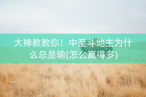 大神教教你！中至斗地主为什么总是输(怎么赢得多)