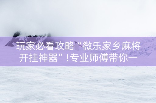 玩家必看攻略“微乐家乡麻将开挂神器”!专业师傅带你一起了解（详细教程）-抖音