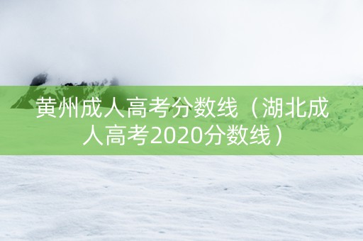 黄州成人高考分数线（湖北成人高考2020分数线）