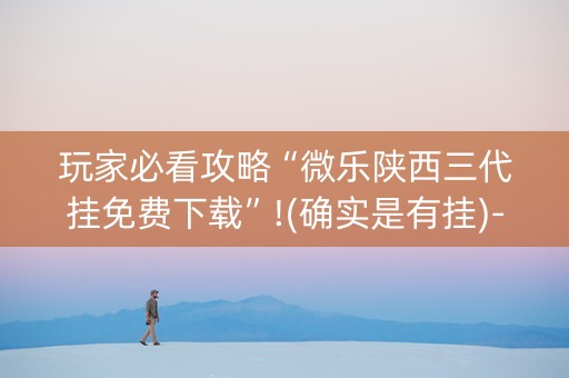 玩家必看攻略“微乐陕西三代挂免费下载”!(确实是有挂)-抖音