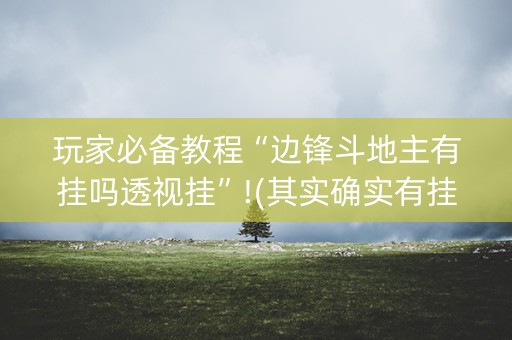 玩家必备教程“边锋斗地主有挂吗透视挂”!(其实确实有挂)-抖音