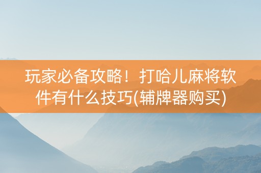 玩家必备攻略！打哈儿麻将软件有什么技巧(辅牌器购买)
