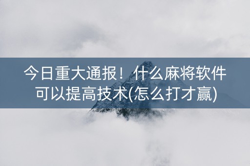 今日重大通报！什么麻将软件可以提高技术(怎么打才赢)