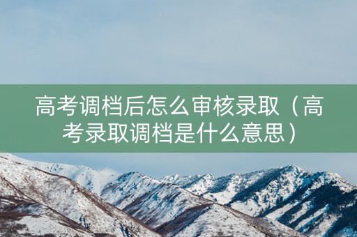 高考调档后怎么审核录取（高考录取调档是什么意思）
