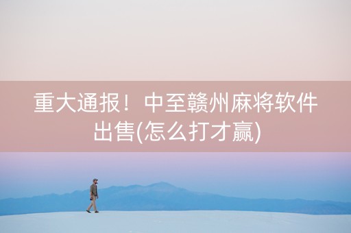 重大通报！中至赣州麻将软件出售(怎么打才赢)