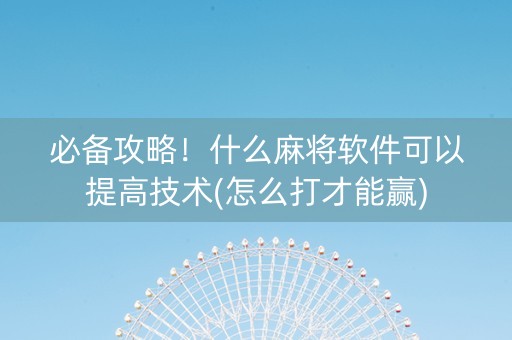 必备攻略！什么麻将软件可以提高技术(怎么打才能赢)