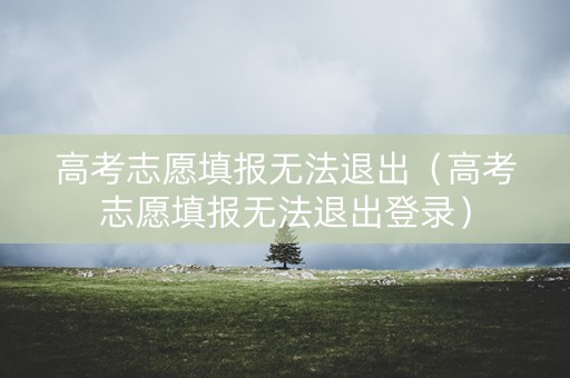 高考志愿填报无法退出（高考志愿填报无法退出登录）