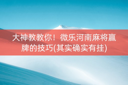 大神教教你！微乐河南麻将赢牌的技巧(其实确实有挂)