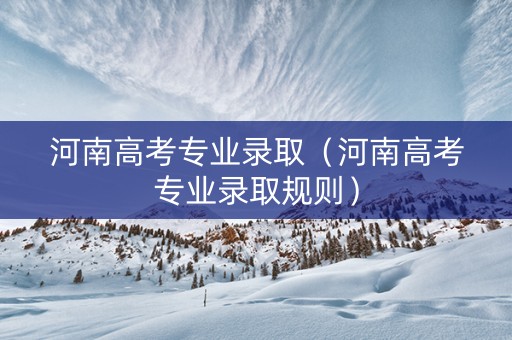 河南高考专业录取（河南高考专业录取规则）