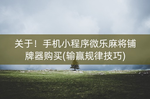 关于！手机小程序微乐麻将铺牌器购买(输赢规律技巧)