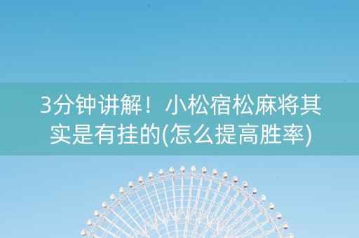 3分钟讲解！小松宿松麻将其实是有挂的(怎么提高胜率)