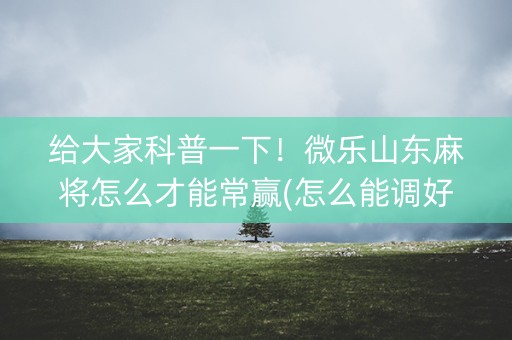 给大家科普一下！微乐山东麻将怎么才能常赢(怎么能调好牌)
