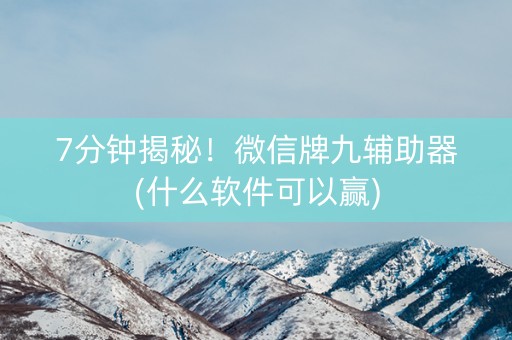 7分钟揭秘！微信牌九辅助器(什么软件可以赢)
