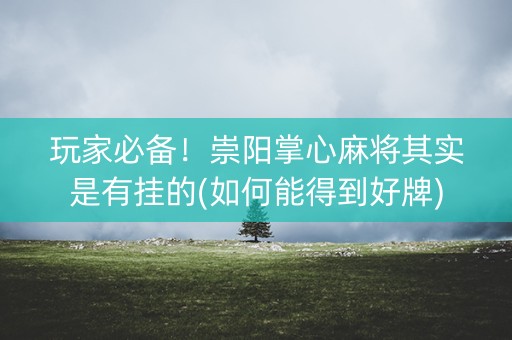 玩家必备！崇阳掌心麻将其实是有挂的(如何能得到好牌)