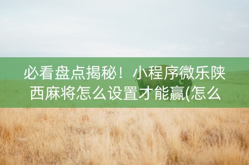 必看盘点揭秘！小程序微乐陕西麻将怎么设置才能赢(怎么可以赢)