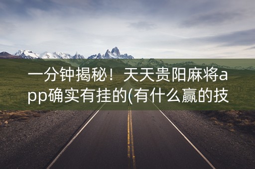 一分钟揭秘！天天贵阳麻将app确实有挂的(有什么赢的技巧)