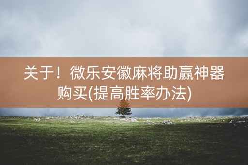 关于！微乐安徽麻将助赢神器购买(提高胜率办法)