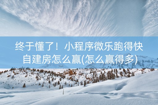 终于懂了！小程序微乐跑得快自建房怎么赢(怎么赢得多)