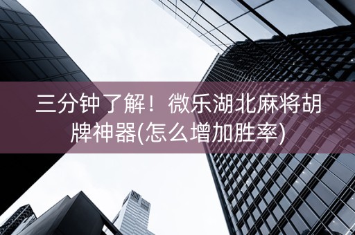 三分钟了解！微乐湖北麻将胡牌神器(怎么增加胜率)