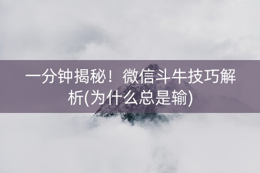 一分钟揭秘！微信斗牛技巧解析(为什么总是输)