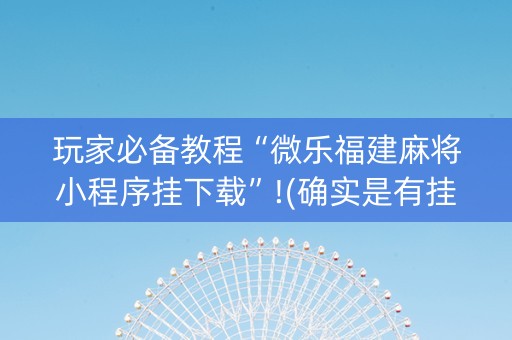 玩家必备教程“微乐福建麻将小程序挂下载”!(确实是有挂)-抖音