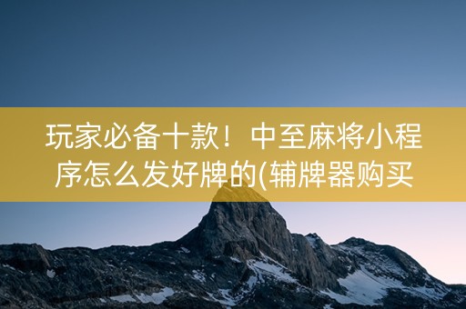 玩家必备十款！中至麻将小程序怎么发好牌的(辅牌器购买)