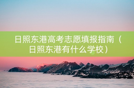 日照东港高考志愿填报指南（日照东港有什么学校）