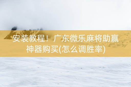 安装教程！广东微乐麻将助赢神器购买(怎么调胜率)