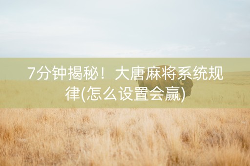 7分钟揭秘！大唐麻将系统规律(怎么设置会赢)