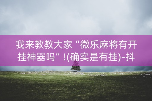 我来教教大家“微乐麻将有开挂神器吗”!(确实是有挂)-抖音