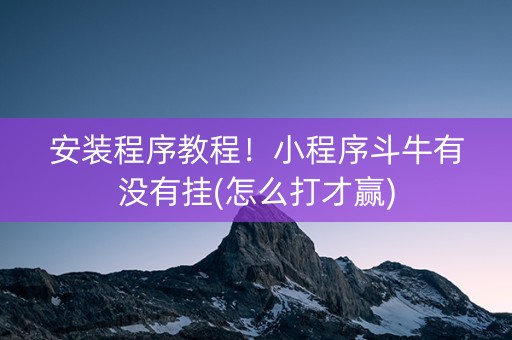 安装程序教程！小程序斗牛有没有挂(怎么打才赢)
