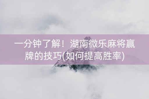 一分钟了解！湖南微乐麻将赢牌的技巧(如何提高胜率)