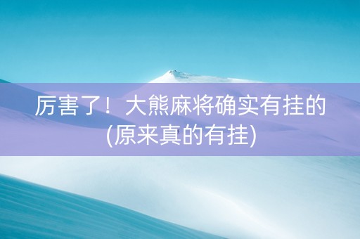 厉害了！大熊麻将确实有挂的(原来真的有挂)