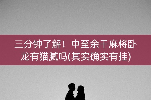 三分钟了解！中至余干麻将卧龙有猫腻吗(其实确实有挂)