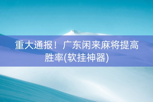 重大通报！广东闲来麻将提高胜率(软挂神器)