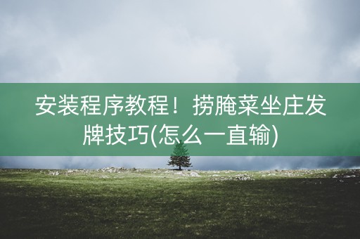 安装程序教程！捞腌菜坐庄发牌技巧(怎么一直输)