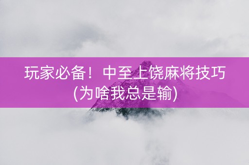 玩家必备！中至上饶麻将技巧(为啥我总是输)