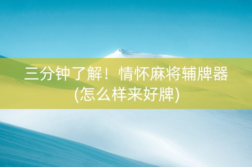 三分钟了解！情怀麻将辅牌器(怎么样来好牌)
