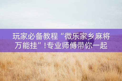 玩家必备教程“微乐家乡麻将万能挂”!专业师傅带你一起了解（详细教程）-抖音