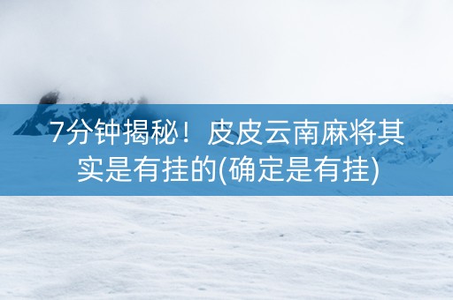 7分钟揭秘！皮皮云南麻将其实是有挂的(确定是有挂)