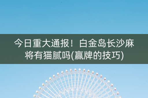 今日重大通报！白金岛长沙麻将有猫腻吗(赢牌的技巧)