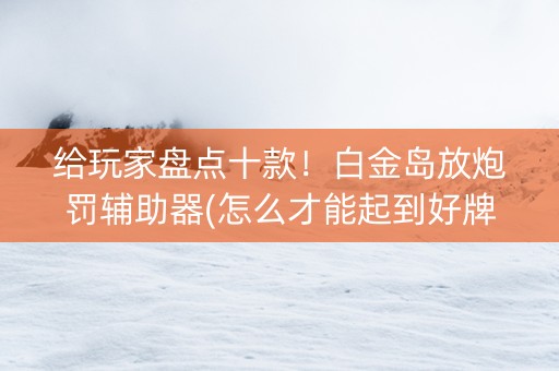 给玩家盘点十款！白金岛放炮罚辅助器(怎么才能起到好牌)