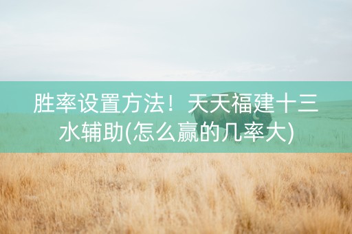 胜率设置方法！天天福建十三水辅助(怎么赢的几率大)