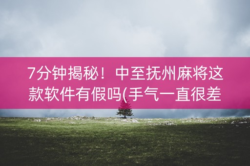 7分钟揭秘！中至抚州麻将这款软件有假吗(手气一直很差)