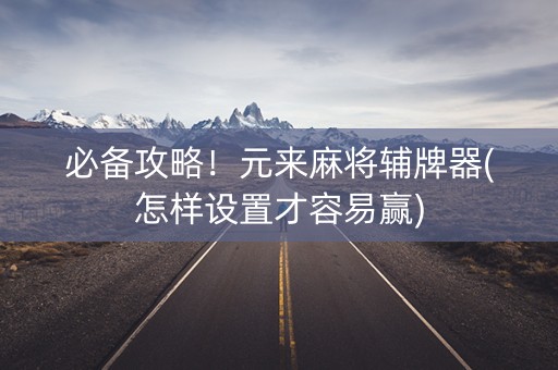 必备攻略！元来麻将辅牌器(怎样设置才容易赢)