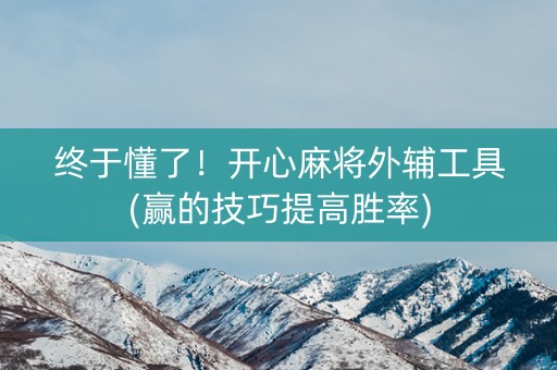 终于懂了！开心麻将外辅工具(赢的技巧提高胜率)