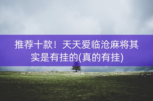 推荐十款！天天爱临沧麻将其实是有挂的(真的有挂)