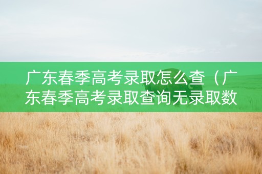 广东春季高考录取怎么查（广东春季高考录取查询无录取数据怎么办）